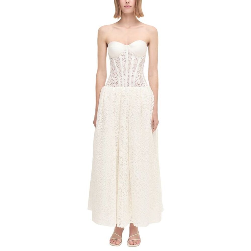 Simkhai Womens  Evangeline Bustier Midi Dress, White